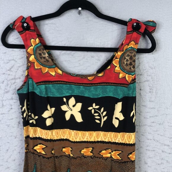 Vintage LEWNY Dress Womens 10 Elephant Sunflower Print Rayon Made in USA 90s - Picture 13 of 16